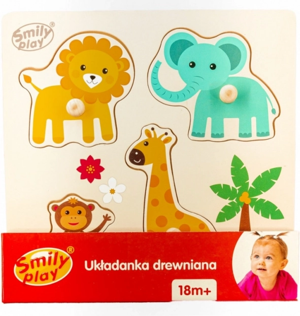 Wooden peg puzzle with animals