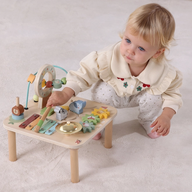 Table d'apprentissage en bois avec labyrinthe musical 5 en 1