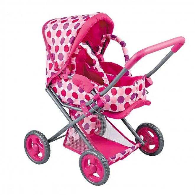 Rosa 3-in-1 Puppenwagen mit Punkten