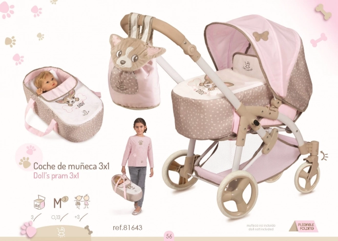 DeCuevas 81643 Opvouwbare poppenwagen 3 in 1 met draagtas DIDI 2021 - 75 cm