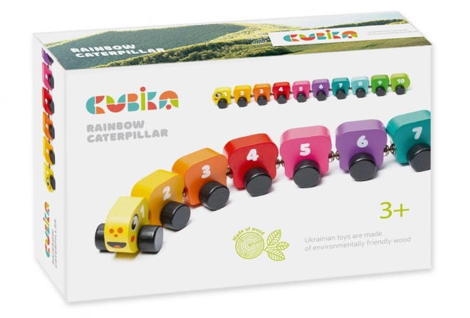 CUBIKA 15399 Kleurrijke rups met cijfers - houten speelgoed met magneten 10 delen