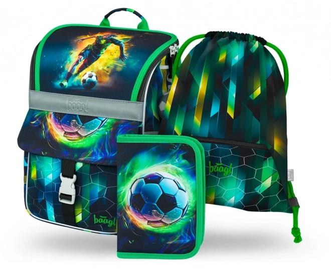 baagl set scolaire zippy joueur de football – cartable, trousse et sac