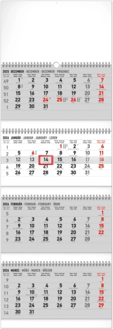 Wandkalender 4-maanden vouwbaar 2026