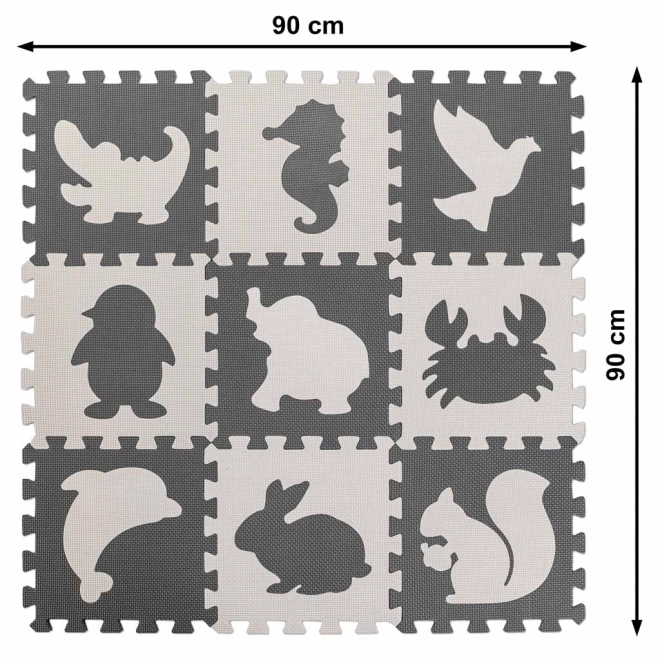 Contrasterende schuimpuzzel met dieren - 9 stuks
