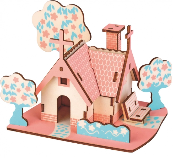 Woodcraft Houten 3D puzzel Amerikaanse hut