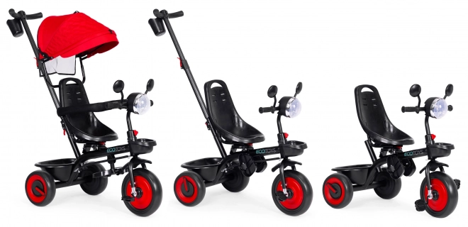 3-in-1 driewieler met draaibare zitting en kap rood ECOTOYS