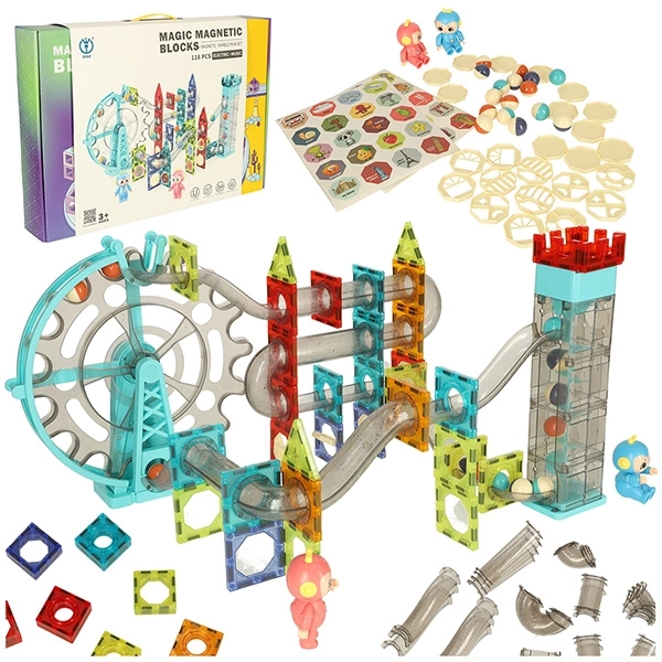 Magnetische bouwset knikkerbaan met muziek 118 stuks