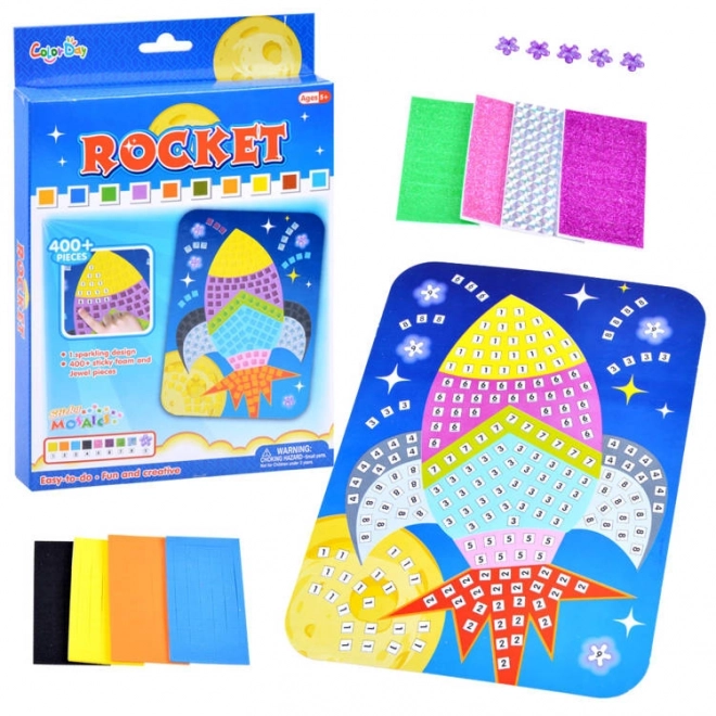 Schuim mozaïek creatieve sticker mozaïek Raket ZA3276