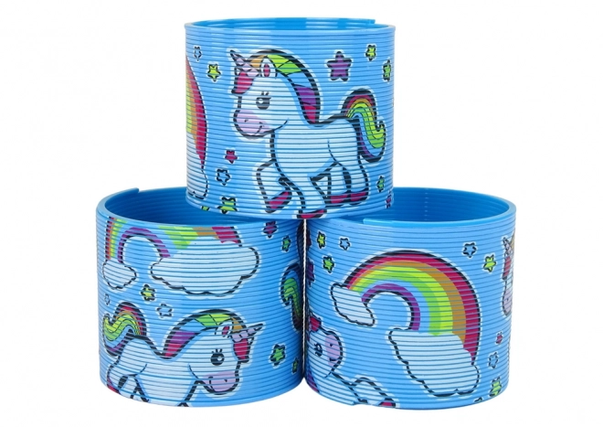 Iconische blauwe springveer met eenhoorn ontspannend 6 cm