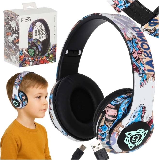casque sans fil bluetooth avec éclairage rvb et micro sd