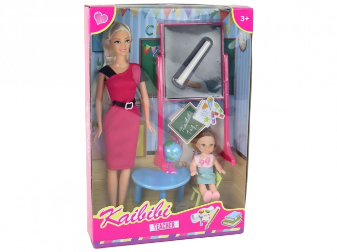 Spielset Lehrerin mit Schülerin und Schulzubehör