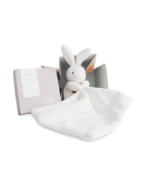Doudou cadeau set - konijntje met knuffeldoek 10 cm