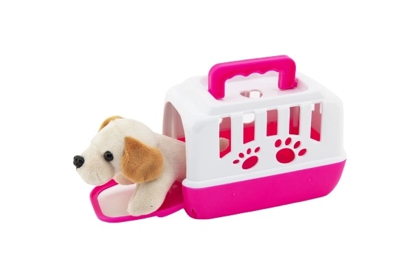 Dierenvriendje hondje pluche in draagbare doos plastic 15cm gemengde kleuren 12 stuks in doos