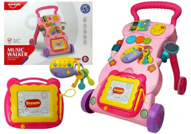 Roze kinderwagen met slinger