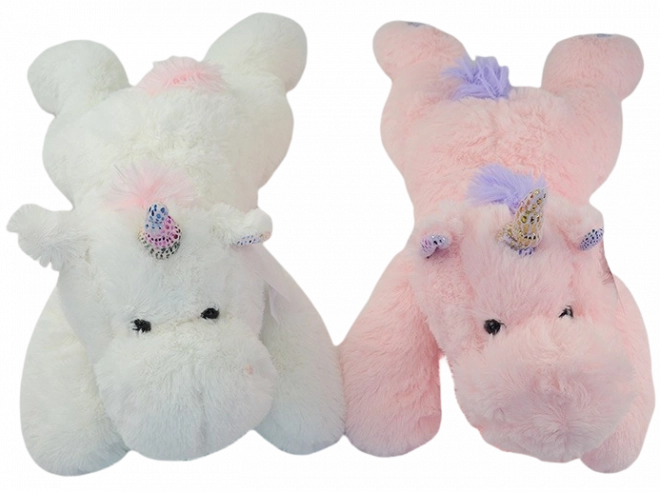 Pluche liggende eenhoorn 62 cm – roze of wit