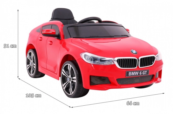 BMW 6 GT Batterieauto + Fernbedienung + sanfter Start + EVA + Gurte + LED MP3 – Rot
