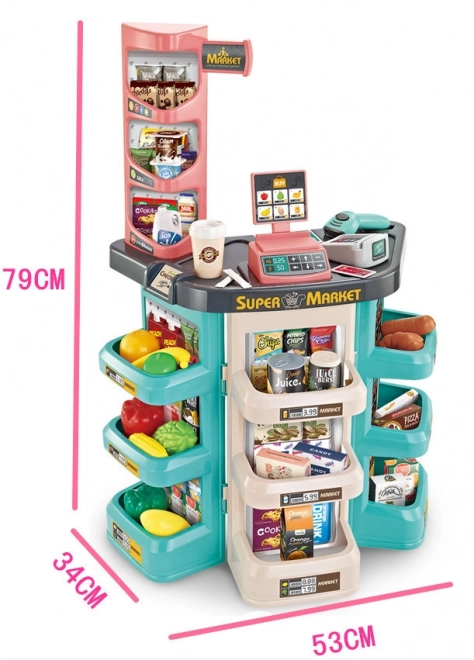 Children's supermarket with shopping cart and 47 accessories Woopie