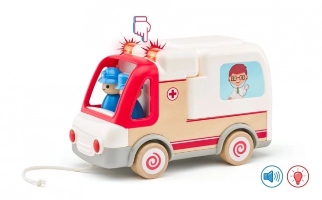 Ambulance sonore avec civière et équipement de secours