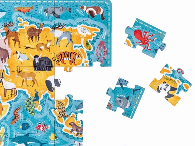 Puzzel 60 stukjes Puzzlove - Wereldkaart Dieren
