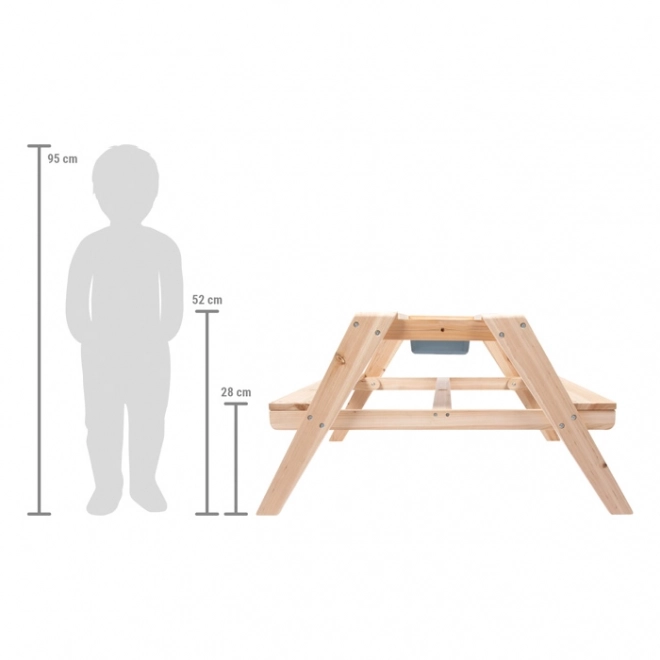 Kindertisch aus Holz 2 in 1 mit Wannen