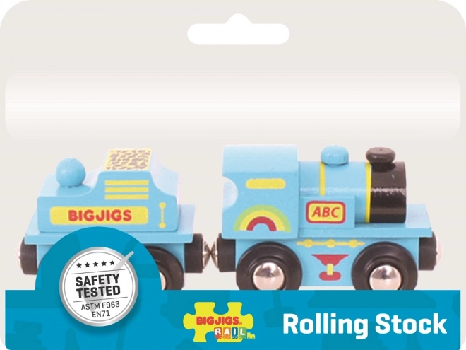 Blaue Lokomotive mit Tender und 2 Gleisen von Bigjigs Rail