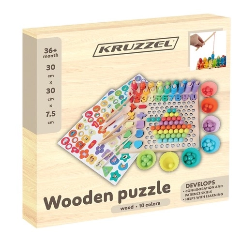 Houten mozaïek puzzel met balletjes