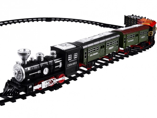 Spoorweg met rails Locomotief met wagons stoom + licht RC0629