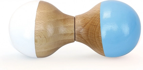 Wooden rattle white-blue