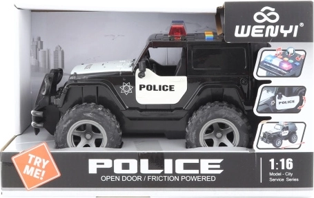politiejeep op batterijen met geluiden
