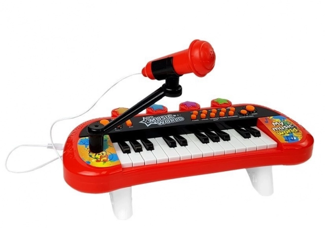 Toetsenbord Pianinko 24 toetsen USB microfoon rood