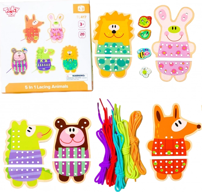 Animaux à lacer en bois 5 en 1 TOOKY TOY