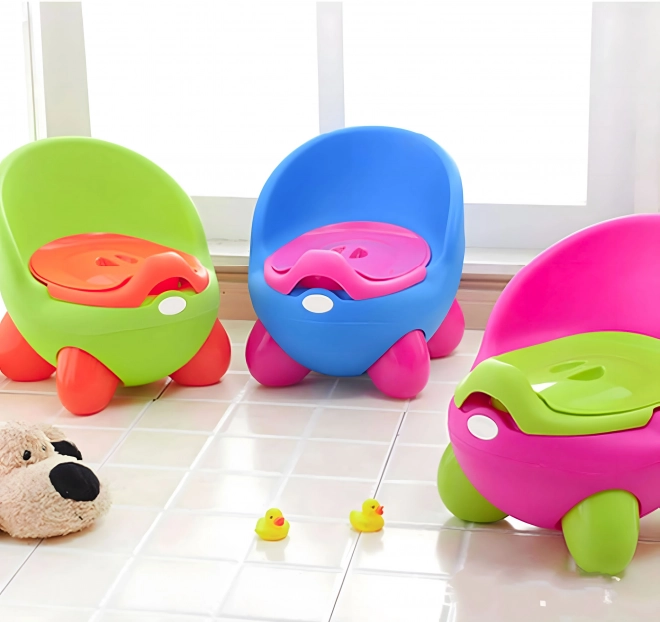 ECOTOYS roze-groene kinderpotje met antislipvoetjes