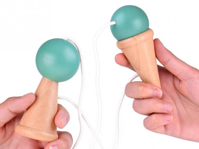 Houten behendigheidsspel vang de bal