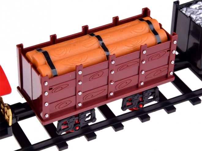 Spoorweg met rails Locomotief met wagons stoom + licht RC0629