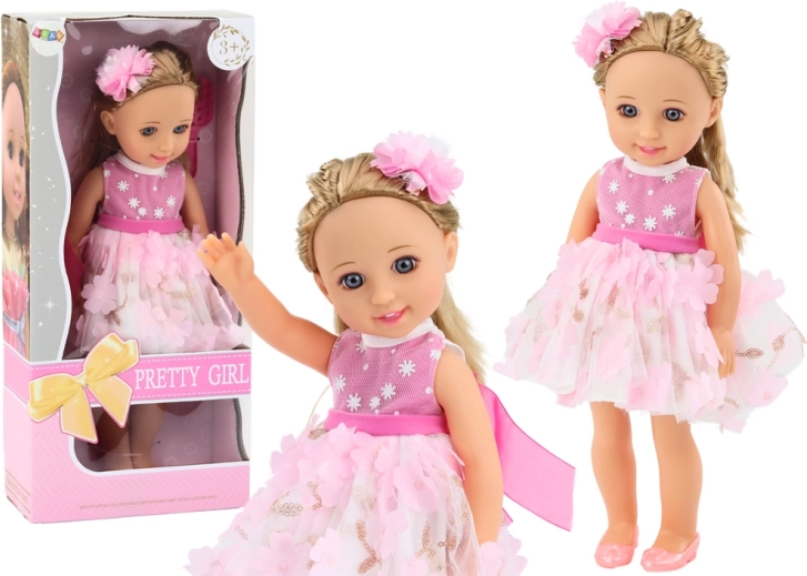 Robe rose pour poupée Brosse à cheveux longue 38 cm