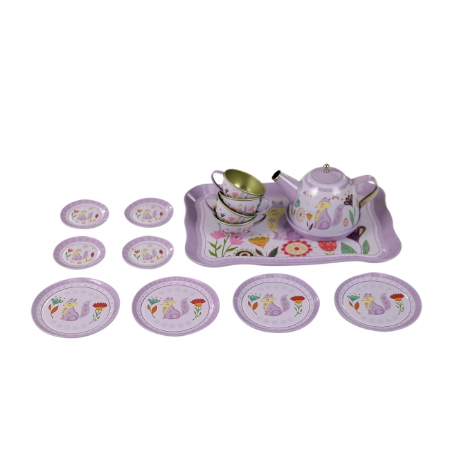 Kinder Metallenes Teeset in lila Farbe