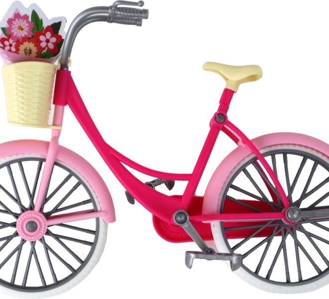Stijlvolle roze fiets met mandje