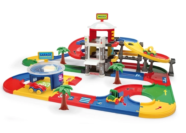 Mega garage 3 verdiepingen plastic 7,4m + 3 auto's in doos 79x53x14cm Wader