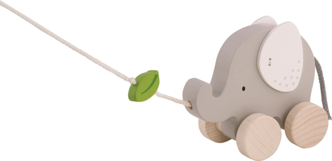 GOKI Holz-Ziehtier Elefant mit Blatt