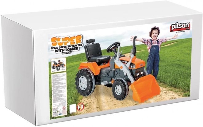 Pilsan Tractor op trappers met schop XXL oranje