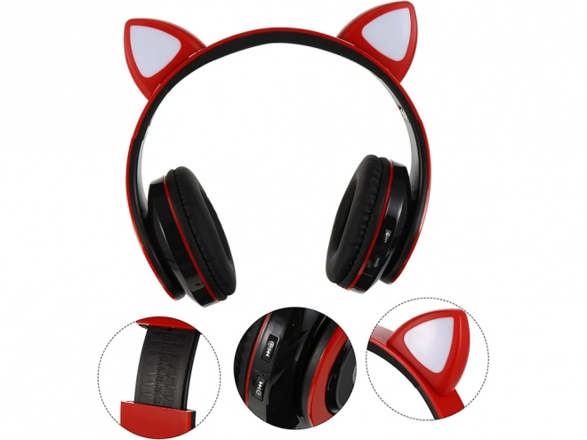 Draadloze bluetooth-hoofdtelefoon FM-radio mp3 kattenoren LED-verlichting