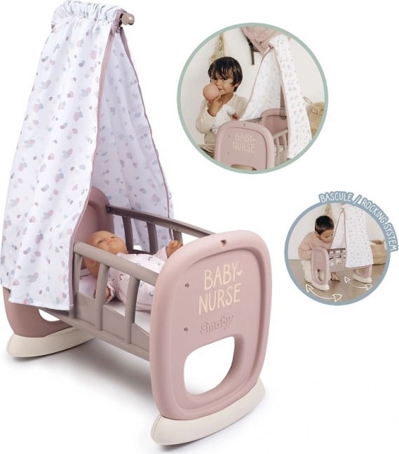 Berceau Smoby Baby Nurse avec baldaquin pour poupées