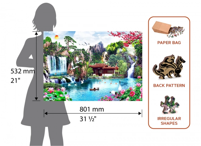 Houten puzzel Watervallen in de Japanse tuin