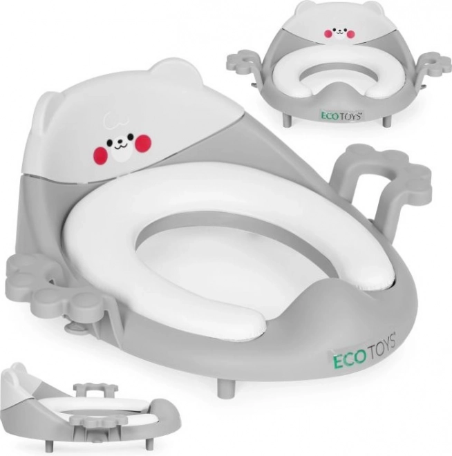 Siège de toilette pour enfants avec poignées et coussin souple, gris, ECOTOYS
