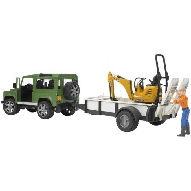 Speelset Bruder SUV en rupsgraafmachine JCB met aanhanger