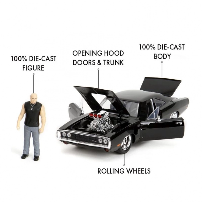 Snel en Furious auto 1970 Dodge Charger 1:24 + figuur Dominic Toretto