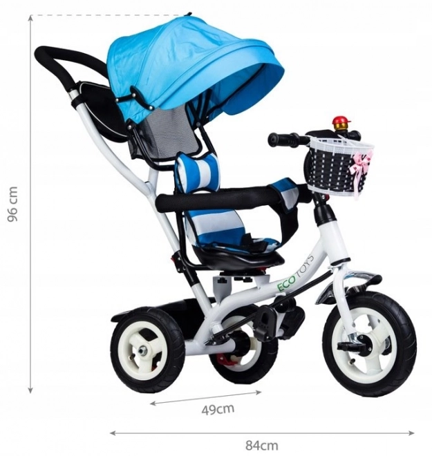 Driewieler met draaibare kap en duurzame rubberen wielen ECOTOYS
