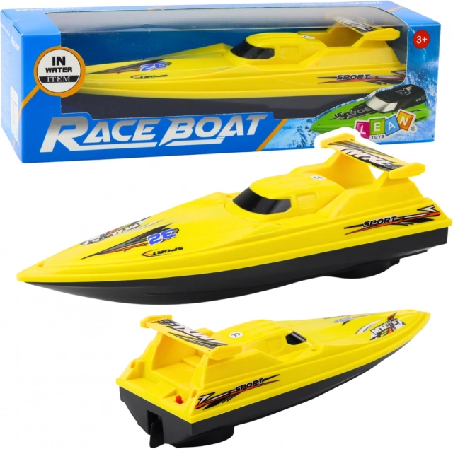 Yellow battery-powered motor boat