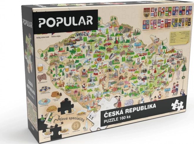 Populaire puzzelkaart van Tsjechië 160 stukjes