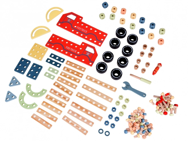 Wooden educational construction blocks set
